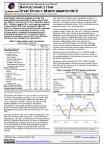 QUEENSLAND TREASURY AND TRADE MACROECONOMICS TEAM STATE DETAILS: M ARCH QUARTER 2012 Source: ABS[removed], released 6 June 2012, 11.30am (AEST).