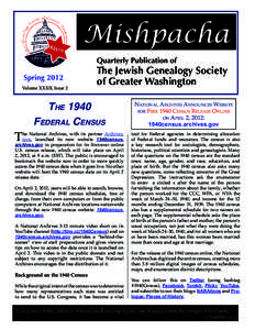 Mishpacha Quarterly Publication of Spring 2012 Volume XXXII, Issue 2