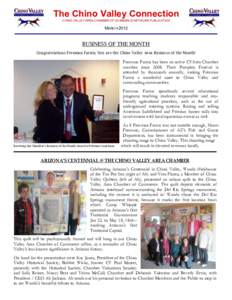The Chino Valley Connection CHINO VALLEY AREA CHAMBER OF COMMERCE NETWORK PUBLICATION MARCHBUSINESS OF THE MONTH