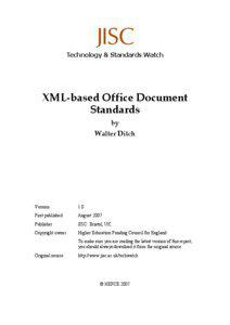 Technology & Standards Watch  XML-based Office Document
