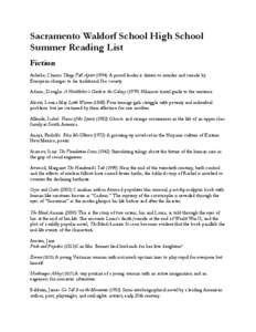 Microsoft Word - Sacramento Waldorf School High School Summer Reading List 2012.doc