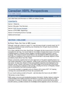 Canadian XBRL Perspectives From XBRL Canada FIRST EDITION, VOL 2 MARCH, 2011
