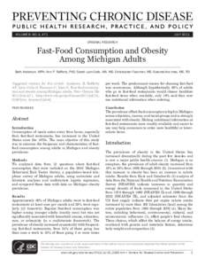 VOLUME 8: NO. 4, A71  JULY 2011 ORIGINAL RESEARCH  Fast-Food Consumption and Obesity