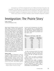 Immigration to the Prairies dropped during the 1930s and declined throughout the remainder of the 20th century. In the past five years, however, this trend has started to shift as more immigrants choose the Prairie Provi