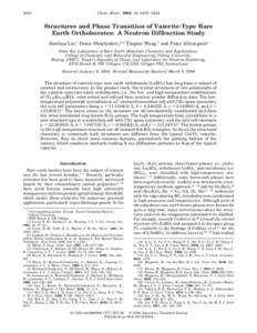 2418  Chem. Mater. 2004, 16, [removed]Structures and Phase Transition of Vaterite-Type Rare Earth Orthoborates: A Neutron Diffraction Study