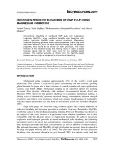 PEER-REVIEWED ARTICLE  bioresources.com HYDROGEN PEROXIDE BLEACHING OF CMP PULP USING MAGNESIUM HYDROXIDE