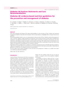 DIABETICMedicine DOI: j03371.x Diabetes UK Position Statements and Care Recommendations Diabetes UK evidence-based nutrition guidelines for