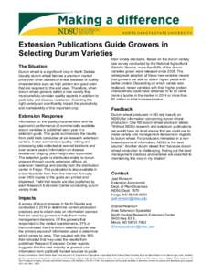    	
   Extension Publications Guide Growers in Selecting Durum Varieties