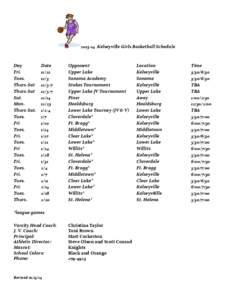 [removed]Kelseyville Girls Basketball Schedule  Day Fri. Tues. Thurs-Sat