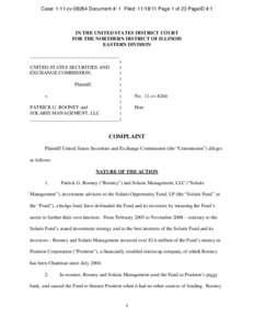 Case: 1:11-cv[removed]Document #: 1 Filed: [removed]Page 1 of 23 PageID #:1  IN THE UNITED STATES DISTRICT COURT FOR THE NORTHERN DISTRICT OF ILLINOIS EASTERN DIVISION ____________________________________