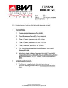 Baltimore/Washington International Thurgood Marshall Airport / Dangerous goods / Prevention / Oil spill / Washington International Airport / Maryland / Safety / Maryland Aviation Administration