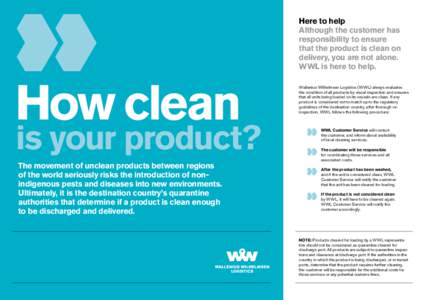 Here to help Although the customer has responsibility to ensure that the product is clean on delivery, you are not alone. WWL is here to help.