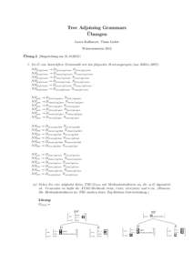 Tree Adjoining Grammars Übungen Laura Kallmeyer, Timm Lichte Wintersemester 2012 Übung 2 (Besprechung amSei G eine kontextfreie Grammatik mit den folgenden Ersetzungsregeln (aus Müller,2007):