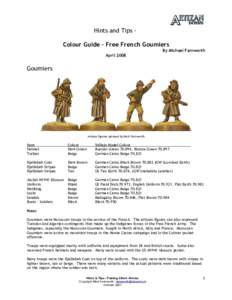Hints and Tips Colour Guide – Free French Goumiers By Michael Farnworth April 2008 Goumiers