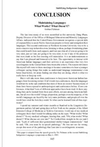 Stabilizing Indigenous Languages  CONCLUSION Maintaining Languages What Works? What Doesn’t?1 Joshua Fishman