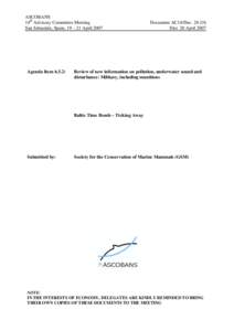 Chemical warfare / Baltic Sea / ASCOBANS / Phosgene / Sarin / Nord Stream / Tabun / Harbour porpoise / North Sea / Chemistry / Organic chemistry / Nerve agents