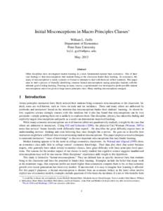 Initial Misconceptions in Macro Principles Classes∗ William L. Goffe Department of Economics Penn State University  May, 2013