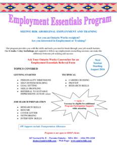 Government of Ontario / Ontario Disability Support Program / Ministry of Community and Social Services