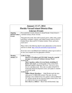 Ongoing District/School Events January 13-17, 2014 Florida Virtual School District Plan