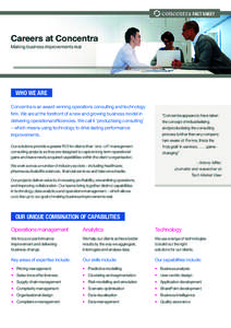 FACT SHEET  Careers at Concentra Making business improvements real  WHO WE ARE