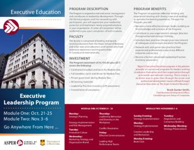 Executive Education  Program Description Program Benefits