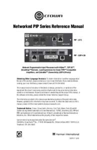 Networked PIP Series Reference Manual PIP - LITE PIP - USP4-CN  Network Programmable Input Processors with HiQnet™, TCP/IQ™,