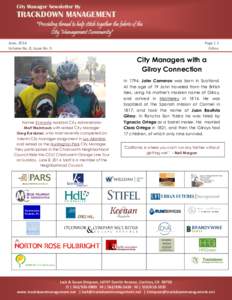 City Manager Newsletter By  TRACKDOWN MANAGEMENT 