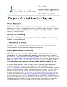 Campus Safety and Security: Clery Act