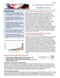 JulyU.S. Embassy—Mexico City Standard of Living Important Facts: