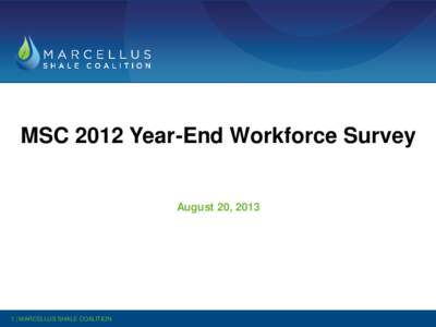 MSC 2012 Year-End Workforce Survey  August 20, 2013 1 | MARCELLUS SHALE COALITION