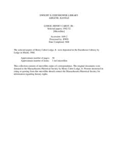 United States / Henry Cabot Lodge /  Jr. / Henry Lodge / Dwight D. Eisenhower / Draft Eisenhower movement / Henry Cabot Lodge / Cabot family / Military personnel / Politics of the United States