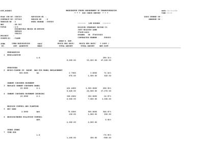 WASHINGTON STATE DEPARTMENT OF TRANSPORTATION * * * BID CHECK REPORT * * * DOT_RGGB01 PS&E JOB NO CONTRACT NO