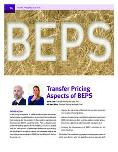 74		  Transfer Pricing Aspects of BEPS Transfer Pricing Aspects of BEPS