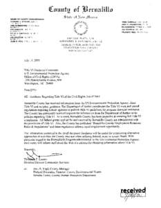 US EPA: OCR: County of Bernalillo, NM, letter to the EPA, July 14, 2000