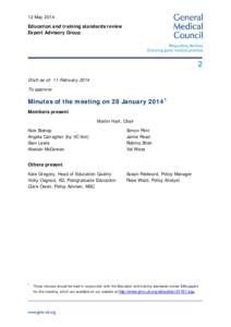 12 May 2014 Education and training standards review Expert Advisory Group 2 Draft as of: 11 February 2014
