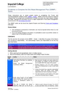 Capital Projects and Planning Division Level 5, Sherfield Building South Kensington Campus London, SW7 2AZ   