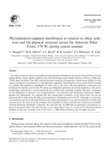 Deep-Sea Research II[removed]–4100  Phytoplankton pigment distribution in relation to silicic acid, iron and the physical structure across the Antarctic Polar Front, 1701W, during austral summer C. Mengelta,*, M.