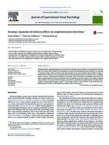 Journal of Experimental Social Psychology–39  Contents lists available at ScienceDirect Journal of Experimental Social Psychology journal homepage: www.elsevier.com/locate/jesp