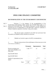 For discussion on 14 December 2007 FCR[removed]ITEM FOR FINANCE COMMITTEE