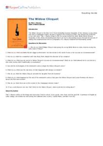 Reading Guide  The Widow Clicquot By Tilar J. Mazzeo ISBN: [removed]Introduction