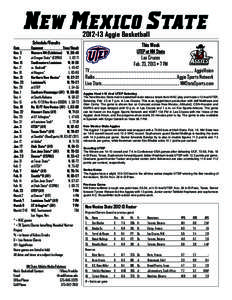 New Mexico State[removed]Aggie Basketball Schedule/Results Date	Opponent	 Time/Result