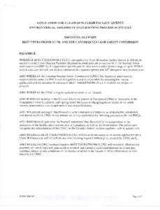 APPLICATION FOR A CLASS IB NUCLEAR FACILITY LICENCE ENVIRONMENTAL ASSESSMENT LICENSING PROCESS ACTIVITIES PROTOCOL BETWEEN BEST THERATRONICS LTD. AND THE CANADIAN NUCLEAR SAFETY COMMISSION