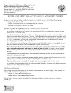 Oregon Department of Consumer and Business Services Division of Finance and Corporate Securities 350 Winter St. NE, Rm. 410, Salem, OregonMailing address: P.O. Box 14480, Salem, OR •