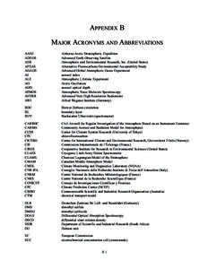 APPENDIX B MAJOR ACRONYMS AND ABBREVIATIONS AASE ADEOS AER AFEAS