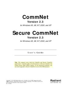 CommNet Version 2.3 for Windows 95, 98, NT, 2000, and XP Secure CommNet Version 2.3