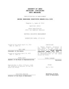 EXCERPT OF SEPA SECTIONS (INCLUDING VETO MESSAGE) CERTIFICATION OF ENROLLMENT SECOND ENGROSSED SUBSTITUTE SENATE BILL 6406 Chapter 1, Laws of 2012