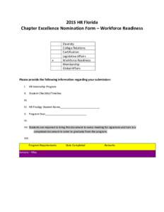 2015 HR Florida Chapter Excellence Nomination Form – Workforce Readiness x  Diversity