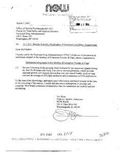 March 7, 2001 Office of Special Nutritionals (HF-450) Center for Food Safety and Applied Nutrition Food and Drug Administration 200 C Street SW Washington, DC 20204