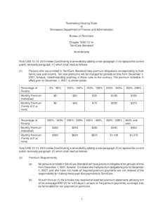 Rulemaking Hearing Rules of Tennessee Department of Finance and Administration Bureau of TennCare Chapter[removed]TennCare Standard