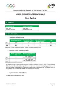 QUALIFICATION SYSTEM – GAMES OF THE XXXI OLYMPIAD – RIO[removed]UNION CYCLISTE INTERNATIONALE Road Cycling A.